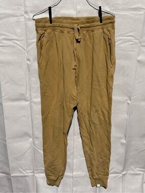 TKEES Cotton Terry Jogger Sweatpants Tan Brown Size 2/S Made in Canada